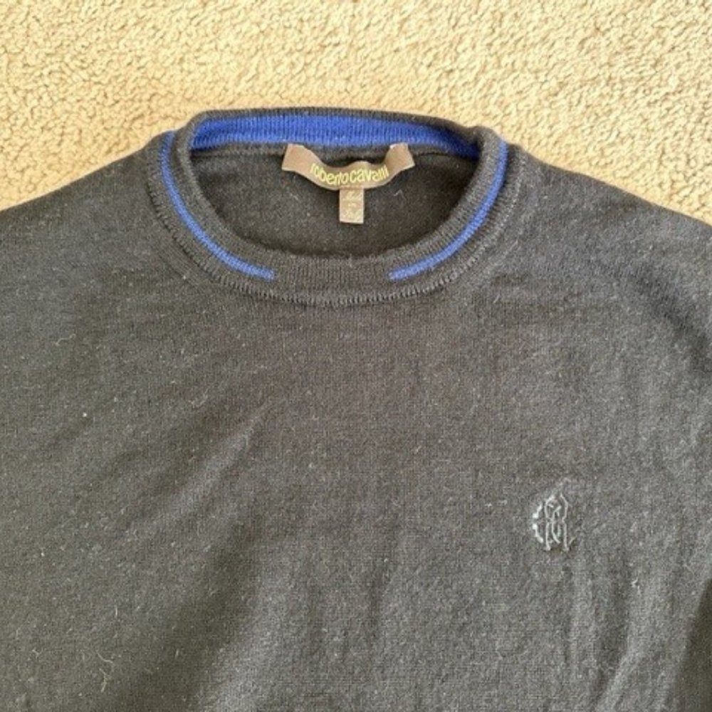 Fashionable Black and Blue Roberto Cavalli Sweater Size M